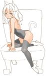  animal_ears bad_id bad_pixiv_id cat_ears cat_tail copyright_request highres kochiya_(gothope) long_hair looking_at_viewer partially_colored sketch smile solo tail unfinished 