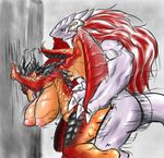  anthro big_breasts blush breasts butt chubby claws doggy_position doggystyle dragon duo female from_behind hair horn inverted_nipples lizard male nipples nude open_mouth penetration reptile scalie sex source_request straight tongue unknown_artist vaginal vaginal_penetration wings 