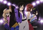  akiyama_mio alternate_hairstyle artist_request black_eyes black_hair black_legwear blonde_hair blue_eyes blue_legwear brown_eyes brown_hair hair_between_eyes highres hirasawa_yui hood hoodie k-on! kotobuki_tsumugi legwear_under_shorts long_hair microphone microphone_stand multiple_girls nakano_azusa no_thank_you! official_art pantyhose profile scan short_hair shorts side_ponytail skirt sleeves_pushed_up tainaka_ritsu 