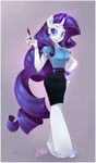  anthro anthrofied blue_eyes bracket clothing equine female friendship_is_magic hair horn jewelry liea mammal my_little_pony pencil purple_hair rarity_(mlp) simple_background solo unicorn 