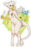  beak blue_eyes cute feather female freckles gryphon hoot hoot_(character) nude solo wings 