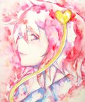  blue_eyes face gyo heart komeiji_satori multicolored multicolored_eyes open_mouth pink_eyes pink_hair ringed_eyes solo touhou traditional_media watercolor_(medium) 