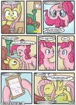  blanket blue_eyes comic cutie_mark dialog dialogue english_text equine eyes_closed female feral fluttershy_(mlp) frame friendship_is_magic fur hair horse inside lamp mammal my_little_pony paper pegasus photo pillow pink_fur pink_hair pinkie_pie_(mlp) pony speccysy stretching text window wings yellow_fur 