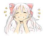  blush bow chin_rest fujiwara_no_mokou grin hair_bow long_hair silver_hair smile solo touhou ume_(plumblossom) 