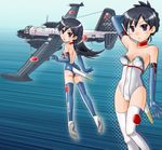  aircraft airplane elbow_gloves gloves inoue_aiko japan_maritime_self-defense_force japan_self-defense_force military p-2 personification red_sun swimsuit thighhighs yokoyama_kouichi 