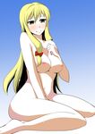  1girl blonde_hair blush breasts female long_hair mizuno_asami nipples nude smile solo touhou yakumo_yukari yellow_eyes 