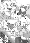  big_muscles canine censored clothing comic cum cum_on_face cum_on_mouth dialog dialogue dog duo english_text feline forced_sex gay german_shepherd handcuffs licking lion male mammal muscles pants penis police ron9 shackles shirt text tongue translated trousers uniform 