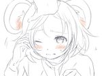 animal_ears blush capelet ear_blush hair_tousle hand_on_another's_head looking_up monochrome mouse_ears nazrin petting short_hair sketch spot_color touhou ume_(plumblossom) wince 