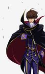  brown_eyes brown_hair cape code_geass feather feathers gloves kururugi_suzaku looking_at_viewer male male_focus petal petals short_hair sword weapon weapons zero zero_(code_geass) 