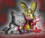  canine cuddling death gore happy_tree_friends howl lagomorph mammal rabbit wolf 