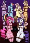  anthro anthrofied applejack_(mlp) bdsm big_breasts blue_eyes blush bondage bound breasts butt cutie_mark dakuroihoshi equine female fluttershy_(mlp) freckles friendship_is_magic gag green_eyes hair hat hooves horn horse huge_breasts kneeling kuroihoshi looking_at_viewer mammal multi-colored_hair my_little_pony nude pegasus pink_hair pinkie_pie_(mlp) pony purple_eyes pussy rainbow_dash_(mlp) rarity_(mlp) rope twilight_sparkle_(mlp) unicorn wings 