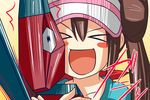  :d blush_stickers brown_hair double_bun gen_1_pokemon long_hair mei_(pokemon) nishi_koutarou open_mouth pokemon pokemon_(creature) pokemon_(game) pokemon_bw2 porygon smile twintails visor_cap you_gonna_get_raped 