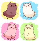  black_eyes brown_fur flower fur huiro llama pink_fur white_fur yellow_fur 