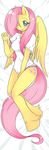  absurd_res anthro anthrofied bed blue_eyes blush bottomless breasts cloth clothed clothing cute cutie_mark equine female fluttershy_(mlp) friendship_is_magic hair half-dressed hi_res horse lingerie long_hair looking_at_viewer mammal my_little_pony panties pegasus pink_hair pony shirt smile solo sonjaarashi underwear wings 