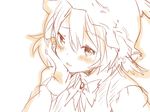  blush chin_rest monochrome mystia_lorelei open_mouth short_hair simple_background sketch solo touhou ume_(plumblossom) white_background 