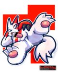  balls butt censored claws english_text erection makoto_(artist) male nintendo penis perineum pok&#233;mon pok&eacute;mon precum reverse_zangoose_day solo text tongue tongue_out video_games zangoose 