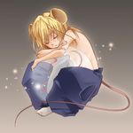  1boy animal_ears ball blonde_hair copyright_request eyes_closed indian_style legs_crossed long_hair lowres male male_focus mouse mouse_ears mouse_tail request sitting sleeping solo tail topless 
