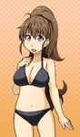  alto-00 bikini black_bikini breasts brown_eyes brown_hair cleavage highres large_breasts long_hair ponytail solo swimsuit taneshima_popura working!! 