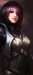  armor bad_id bad_pixiv_id blue_eyes breastplate fiora_laurent jang_ju_hyeon league_of_legends multicolored_hair purple_hair red_hair short_hair signature solo 