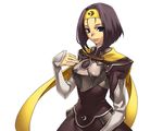  armor armored_dress artist_request black_hair blue_eyes cape eunice_(spectral_force) hairband official_art short_hair skirt smile solo spectral_(series) spectral_force white_background 