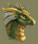  dragon facial_hair green_eyes green_scales green_theme horn male mustache portrait rhyu scalie solo 