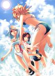  albino ass beach bikini blonde_hair brown_eyes brown_hair center_opening cloud day feet hirano_katsuyuki hiro_(spectral_force) lens_flare mayura_(spectral_force) multiple_girls navel official_art one_eye_closed outdoors red_eyes roze_(spectral_souls) short_hair side-tie_bikini sky spectral_(series) spectral_force spectral_souls spectral_vs_generation summer swimsuit taut_clothes white_hair 