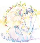  1girl couple dress flower formal hetero nia_teppelin satsu simon suit tengen_toppa_gurren_lagann wedding_dress white_suit 