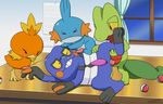  croagunk cum cum_on_face erection gay male mudkip nintendo penis pok&#233;mon pok&eacute;mon sex torchic treecko ukkappa video_games 