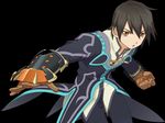  artist_request black_background black_hair brown_eyes clenched_hand coat fighting_stance gloves jude_mathis male_focus official_art pants serious solo tales_of_(series) tales_of_xillia 