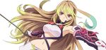  ahoge artist_request bandeau blonde_hair choker gloves green_hair long_hair midriff milla_maxwell multicolored_hair navel official_art red_eyes serious skirt solo sword tales_of_(series) tales_of_xillia transparent_background two-tone_hair weapon 