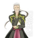  artist_request beard coat facial_hair grey_eyes long_hair low-tied_long_hair male_focus mustache official_art old_man one_eye_closed rowen_j._ilbert smile solo tales_of_(series) tales_of_xillia transparent_background white_hair 