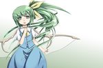  daiyousei fairy_wings green_eyes green_hair long_hair marujin open_mouth short_sleeves side_ponytail simple_background solo tears touhou wings 