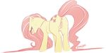  anus blush cutie_mark equine female feral fluttershy_(mlp) friendship_is_magic horse looking_at_viewer looking_back maim mammal my_little_pony plain_background pony pussy solo teats white_background 