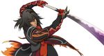  armor artist_request black_hair fighting_stance gaius_(tales) gloves male_focus official_art red_eyes serious solo surcoat sword tales_of_(series) tales_of_xillia transparent_background weapon 