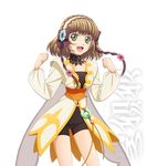  :d artist_request bike_shorts bow brown_hair coat detached_collar flower green_eyes hair_bow hair_flower hair_ornament hairband leia_rolando official_art open_mouth short_hair smile solo tales_of_(series) tales_of_xillia transparent_background 