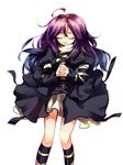  banned_artist blue_hair closed_eyes gradient_hair hijiri_byakuren long_hair long_sleeves multicolored_hair puffy_sleeves purple_hair solo suisen touhou white_background 