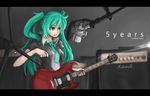  amplifier aqua_eyes aqua_hair arceonn electric_guitar guitar hatsune_miku instrument letterboxed long_hair marshall microphone necktie sg solo studio studio_microphone twintails vocaloid 