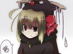  ahoge alternate_costume animal_costume bell blonde_hair bow brown_eyes collar earlgrey hair_bow reindeer_costume rumia short_hair solo touhou 