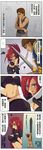  1girl 4koma aqua_eyes armor ass blush breasts brown_hair cleavage comic garen_crownguard highres katarina_du_couteau league_of_legends luxanna_crownguard medium_breasts midriff navel nude panties photo_(object) red_hair scar sword topless translated underwear underwear_only waero weapon white_panties 