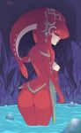  absurd_res animal_humanoid breasts breath_of_the_wild butt female hi_res humanoid looking_at_viewer looking_back marine marine_humanoid mipha nintendo partially_submerged r3dfive solo the_legend_of_zelda video_games wet zora 