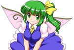  daiyousei fairy_wings green_eyes green_hair mono_(moiky) puffy_sleeves short_hair short_sleeves side_ponytail smile solo touhou transparent_background wings 