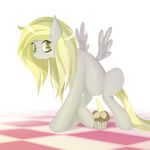  2012 banana blonde_hair derpy_hooves derpy_hooves_(mlp) deviousderpy equine female feral food friendship_is_magic fruit hair long_hair looking_at_viewer mammal muffin my_little_pony pegasus pussy solo suggestive suggestive_food v-invidia wing_boner wings yellow_eyes 