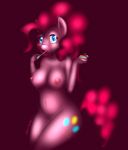  2012 anthro anthrofied blue_eyes breasts cake cutie_mark eating equine female food friendship_is_magic fur hair horse looking_at_viewer mammal mrfatcakes my_little_pony nipples nude pink_fur pink_hair pinkie_pie pinkie_pie_(mlp) plain_background pony solo 
