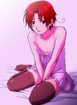  ahoge axis_powers_hetalia babydoll bad_id bad_pixiv_id black_legwear blush brown_eyes brown_hair crossdressing full_body male_focus nipples northern_italy_(hetalia) open_mouth otoko_no_ko solo thighhighs yaumarisuke 