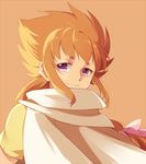  kiki_(saint_seiya) long_hair male_focus orange_background orange_hair purple_eyes saint_seiya saint_seiya_omega simple_background smile sun_trial 