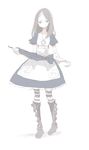  absurdres alice:_madness_returns alice_(wonderland) alice_in_wonderland apron black_hair bluerancel boots closed_umbrella dress full_body green_eyes highres pantyhose sketch solo striped striped_legwear umbrella white_background 