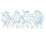  belt biceps big_breasts breasts crossgender donatello donatello_(tmnt) eyewear female freckles goggles inks katana leonardo leonardo_(tmnt) mask michelangelo michelangelo_(tmnt) monochrome muscles muscular_female nunchaku nunchuks plain_background polearm raphael raphael_(tmnt) reptile sai scalie sketch staff sword teenage_mutant_ninja_turtles turtle unknown_artist weapon white_background 