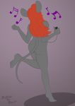  dancing female hair mammal matthew_the_mouse mouse music plain_background red_hair rodent solo 