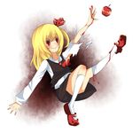  apple fang food fruit hair_ribbon necktie red_eyes ribbon rumia solo touhou umi_(umi02) 