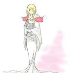  armor artist_request blonde_hair cloak closed_mouth dress faceless faceless_female final_fantasy final_fantasy_iv final_fantasy_iv_the_after full_body long_hair long_sleeves lowres rosa_farrell shoulder_pads shoulder_spikes sidelocks solo spikes standing wavy_hair white_dress wide_sleeves 